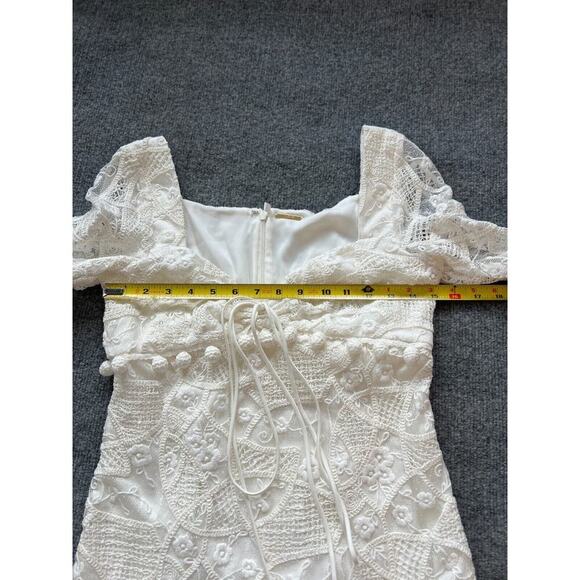 ALEXIS White Embroidered Pom Pom Lace Coachella Bride Clarra Dress Size … - Picture 14 of 16